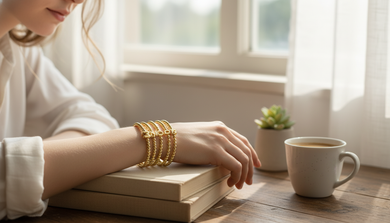 18k Polished Balloon Bead Letter Bracelet (Custom)