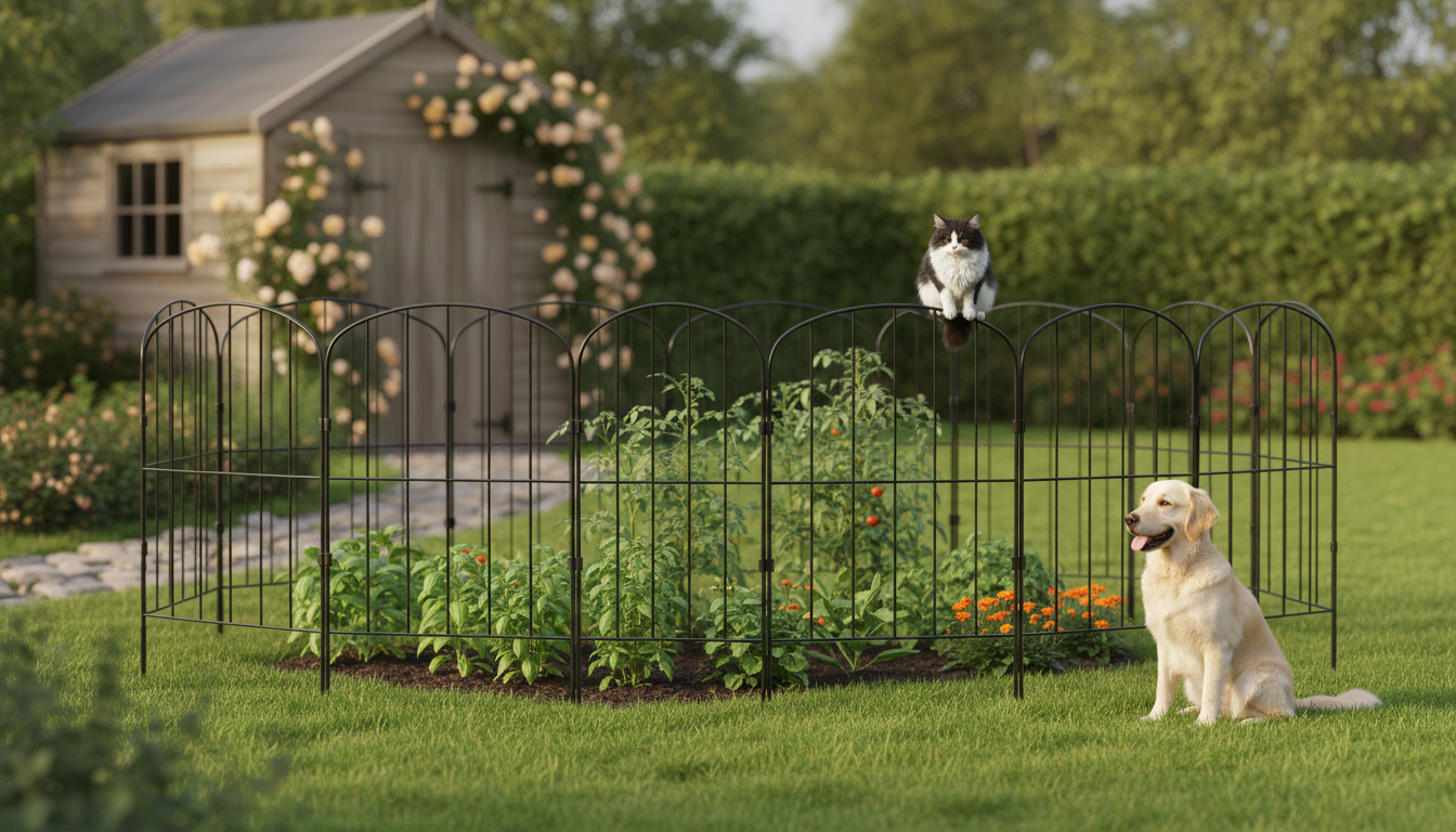 28-Piece No-Dig Metal Garden Fence: Pet Yard Barrier