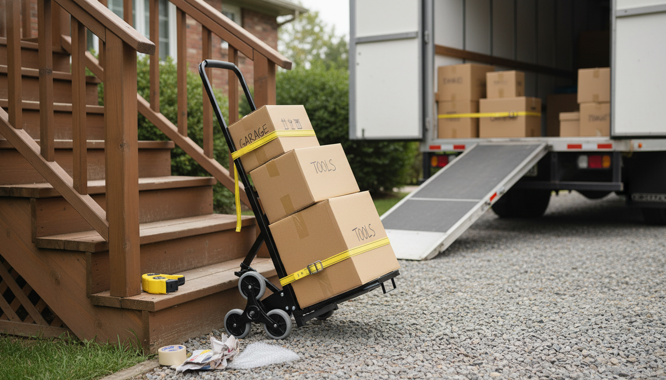 375 lb Stair Climbing Cart: Foldable 10-Wheel Dolly