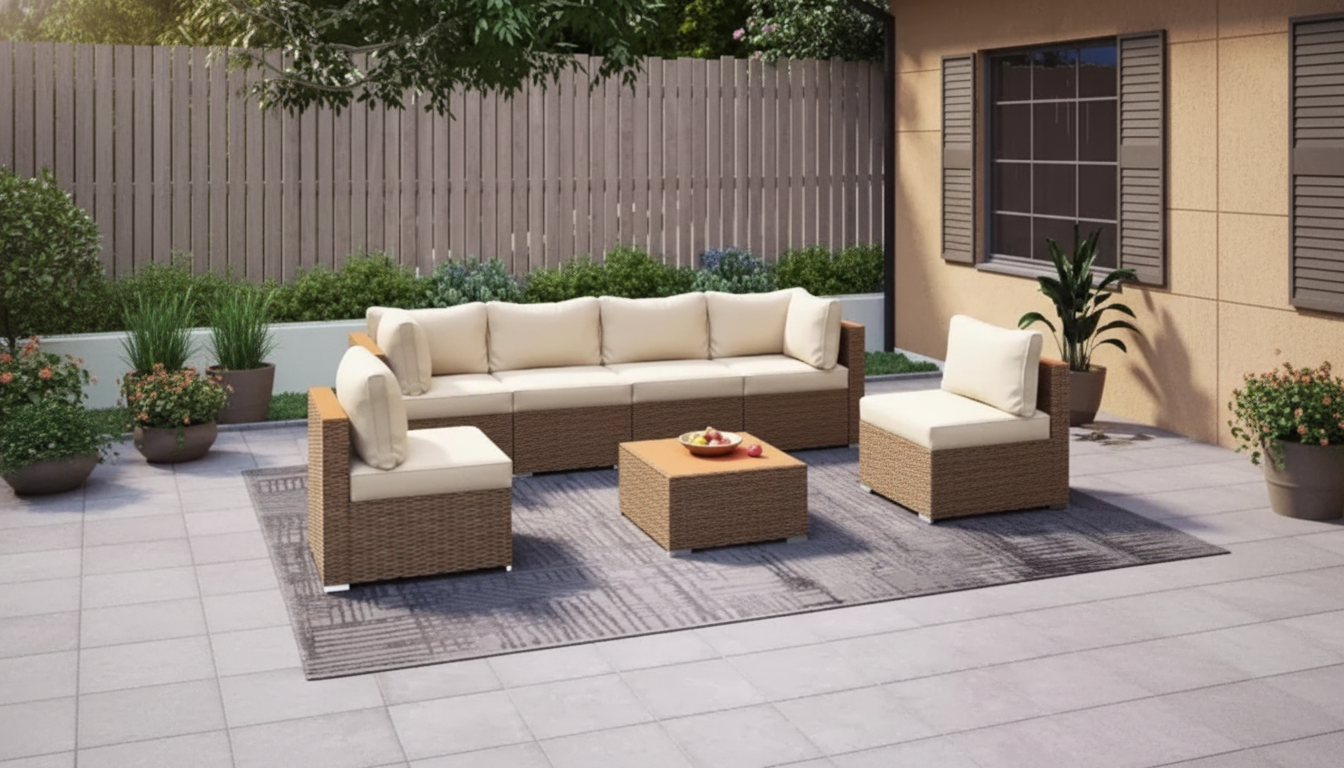 7-Piece PE Rattan Modular Patio Set: Layout & Care Tips