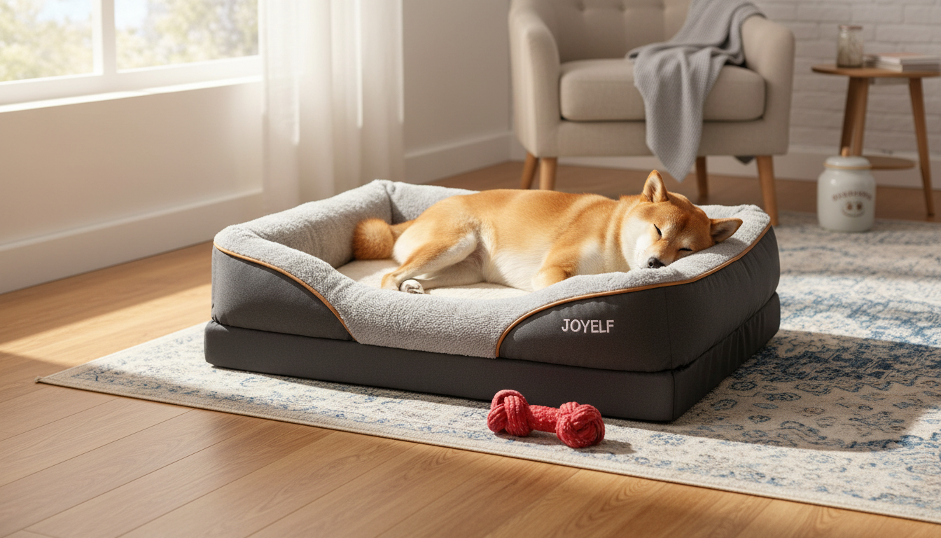 Large Memory Foam Dog Bed: Washable Cover + Toy