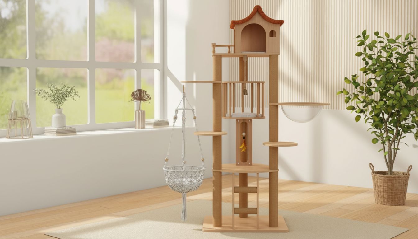 Spacecraft Wooden Cat Tower: Sisal Scratchers & Perches