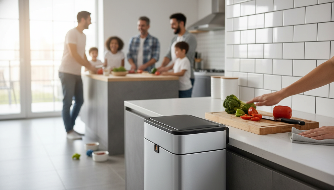Touchless Stainless Steel Sensor Trash Can for Busy Rooms